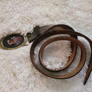 Genuine Vintage 1981 Solid Brass Aminco Buckle Men's Leather Belt